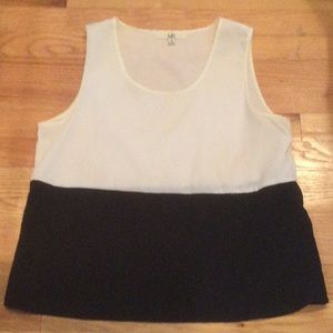 Black/cream color block sleeveless top